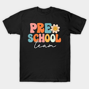 Preschool Team Retro Groovy Back To School T-Shirt